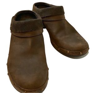 merrell luxe wrap brown leather mule clogs womens size 10